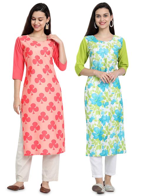 multi colored crepe combos kurta - 17689768 - Very Small Image - 1