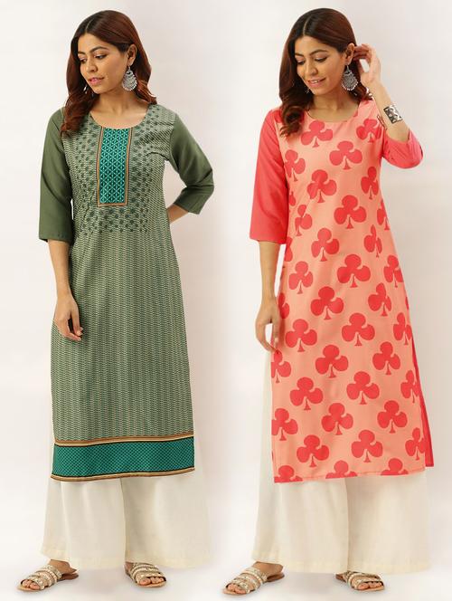 multi colored crepe combos kurta - 17689823 - Very Small Image - 1