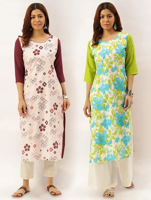 multi colored crepe combos kurta - 17689827 - Very Small Image - 1