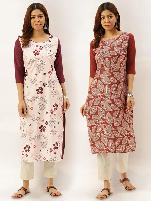multi colored crepe combos kurta - 17689833 - Very Small Image - 1