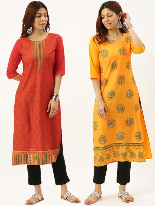 multi colored crepe combos kurta - 17689875 - Very Small Image - 1