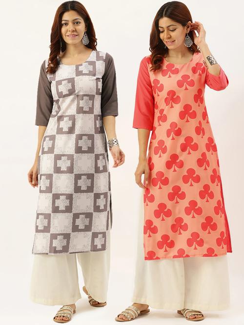 multi colored crepe combos kurta - 17689920 - Very Small Image - 1