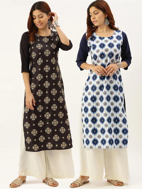multi colored crepe combos kurta - 17689924 - Very Small Image - 1