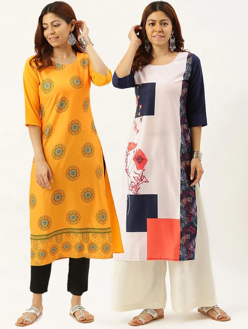 multi colored crepe combos kurta - 17689946 - Very Small Image - 1