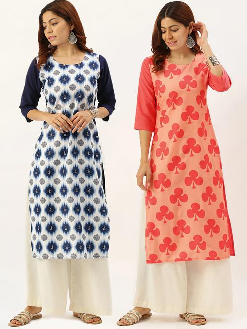 multi colored crepe combos kurta - 17689968 - Very Small Image - 1