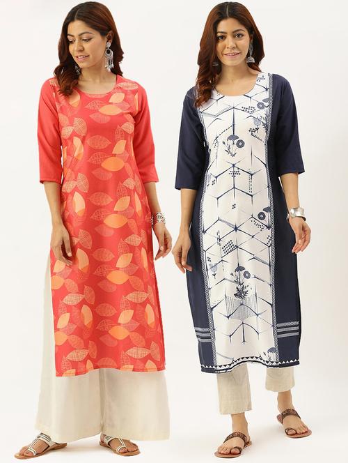multi colored crepe combos kurta - 17689984 - Very Small Image - 1