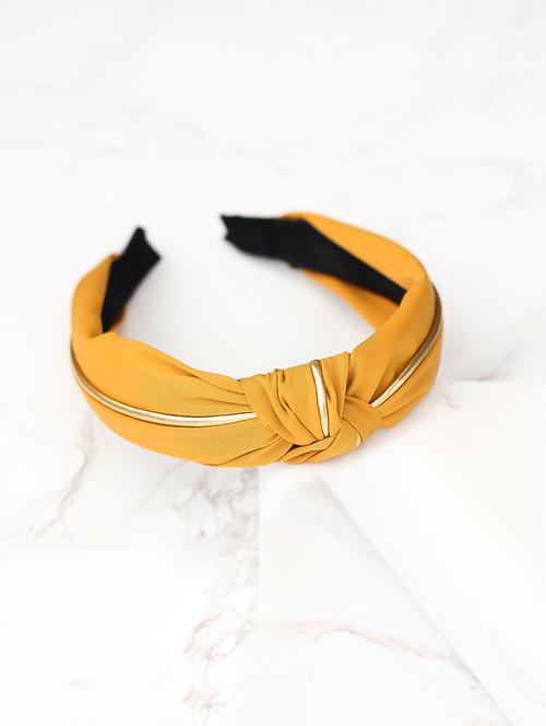yellow cotton blend hair band - 17690300 - Very Small Image - 1