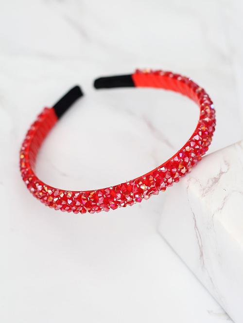 red cotton blend hair band - 17690340 - Very Small Image - 1