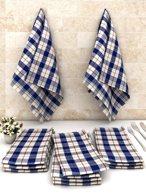 athom trendz dobby checks cotton multipurpose kitchen towel/cleaning cloth 50x50 cm pack of 12 - 17690389 - Very Small Image - 1