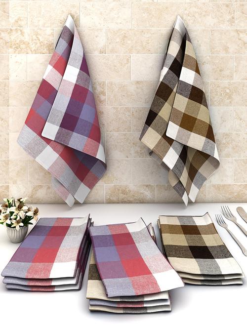 athom trendz big checks cotton multipurpose kitchen towel/cleaning cloth 45x45 cm pack of 12 - 17690393 - Very Small Image - 1