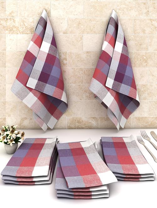 athom trendz big checks cotton multipurpose kitchen towel/cleaning cloth 45x45 cm pack of 12 - 17690396 - Very Small Image - 1
