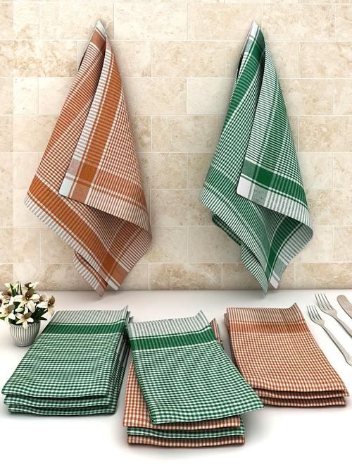 athom trendz big checks cotton multipurpose kitchen towel/cleaning cloth 45x45 cm pack of 12 - 17690418 - Very Small Image - 1
