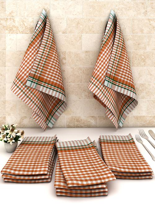 athom trendz big checks cotton multipurpose kitchen towel/cleaning cloth 45x45 cm pack of 12 - 17690437 - Very Small Image - 1