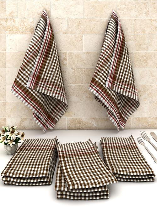 athom trendz big checks cotton multipurpose kitchen towel/cleaning cloth 45x45 cm pack of 12 - 17690438 - Very Small Image - 1