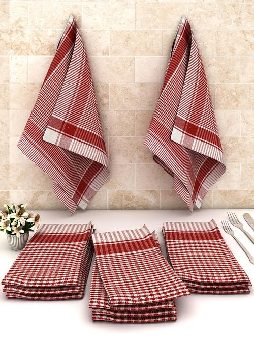 athom trendz big checks cotton multipurpose kitchen towel/cleaning cloth 45x45 cm pack of 12 - 17690444 - Very Small Image - 1