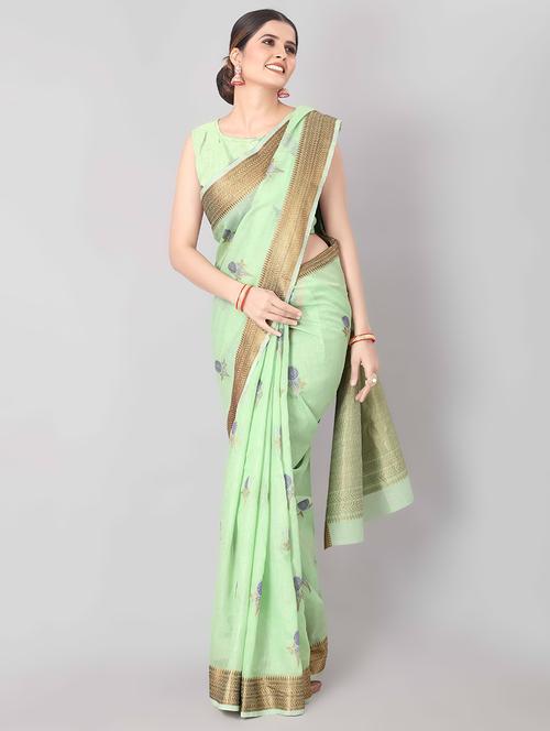 jacquard woven saree with blouse - 17690828 - Very Small Image - 1
