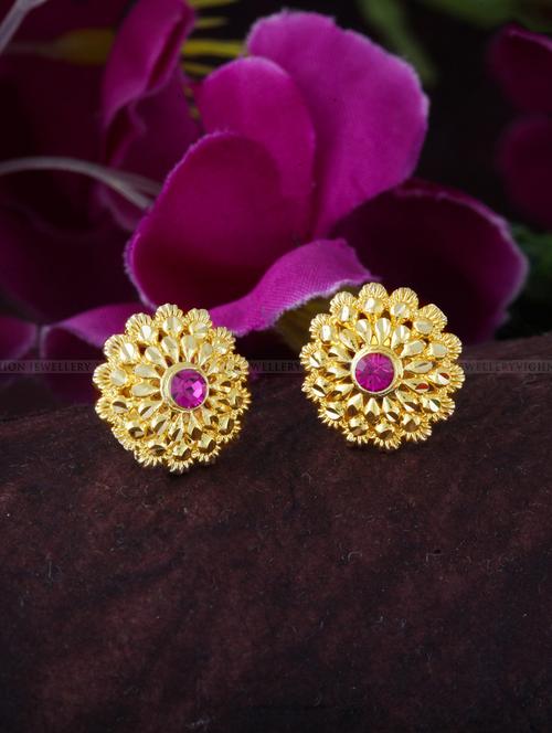gold brass studs earring - 17691098 - Very Small Image - 1