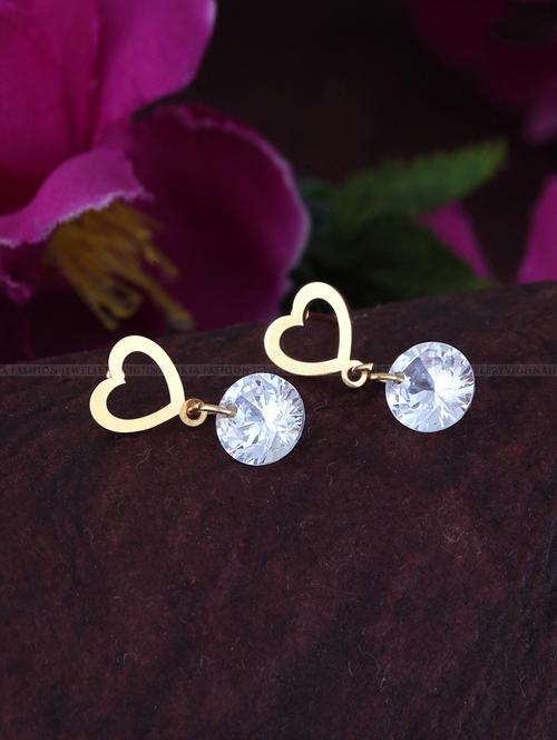 gold brass drop earring - 17691100 - Very Small Image - 1