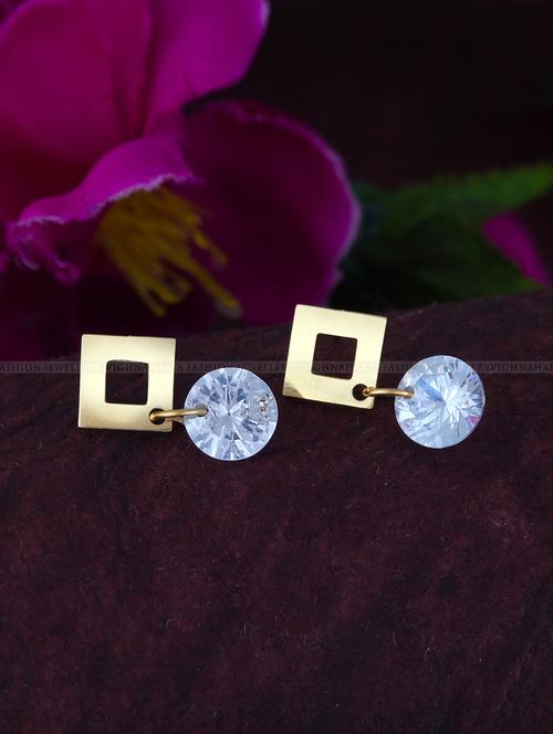 gold brass drop earring - 17691102 - Very Small Image - 1