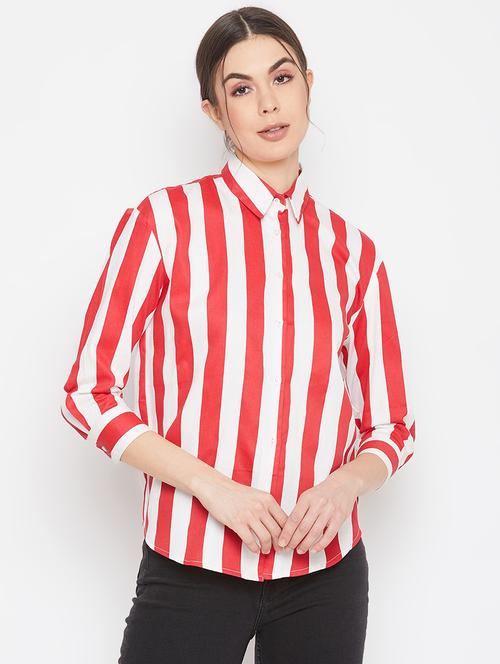 curved hem striped shirt - 17691153 - Very Small Image - 1