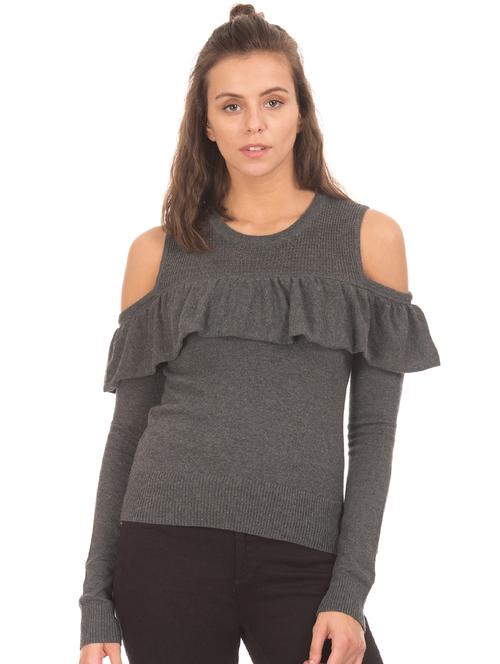 cold shoulder solid pullover - 17691288 - Very Small Image - 1