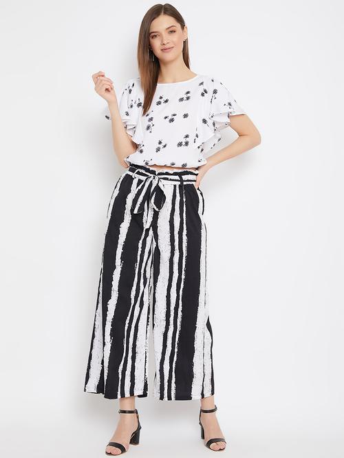 printed top with striped palazzo set - 17691399 - Very Small Image - 1