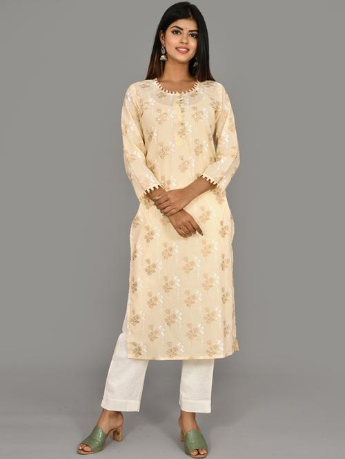 offwhite cotton kurta pant set - 17691717 - Very Small Image - 1