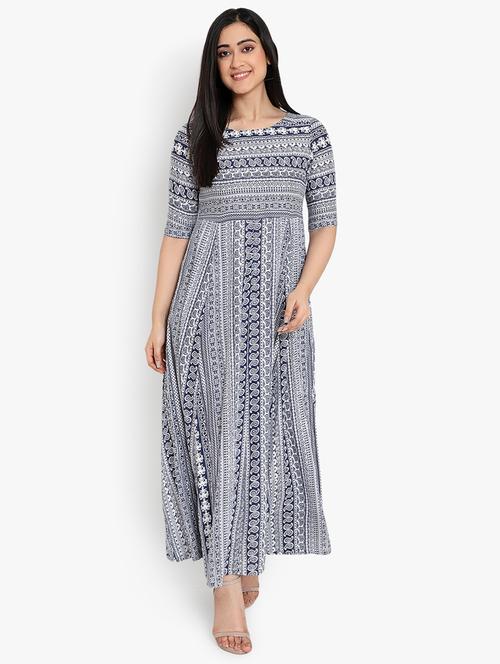 printed flared ethnic dress - 17691789 - Very Small Image - 1
