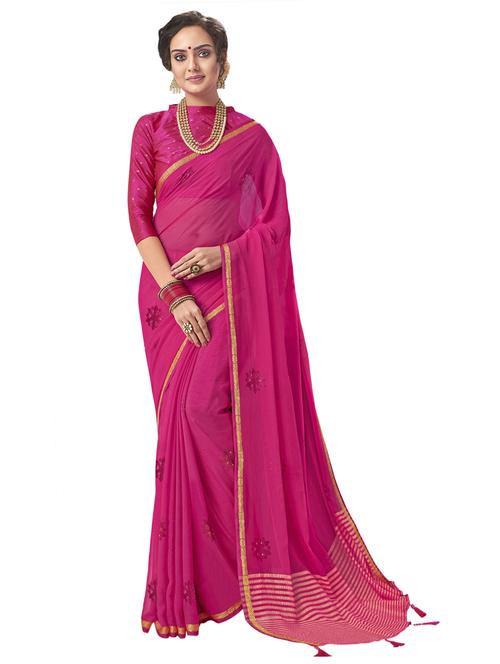 magenta embellished saree - 17691887 - Very Small Image - 1