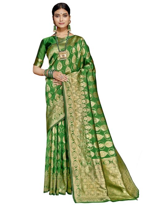 ethnic motifs woven saree with blouse - 17691923 - Very Small Image - 1