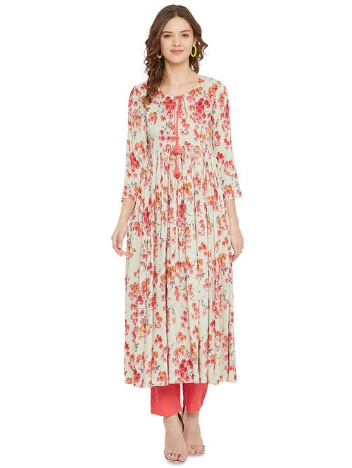 floral print flared kurta - 17692175 - Very Small Image - 1