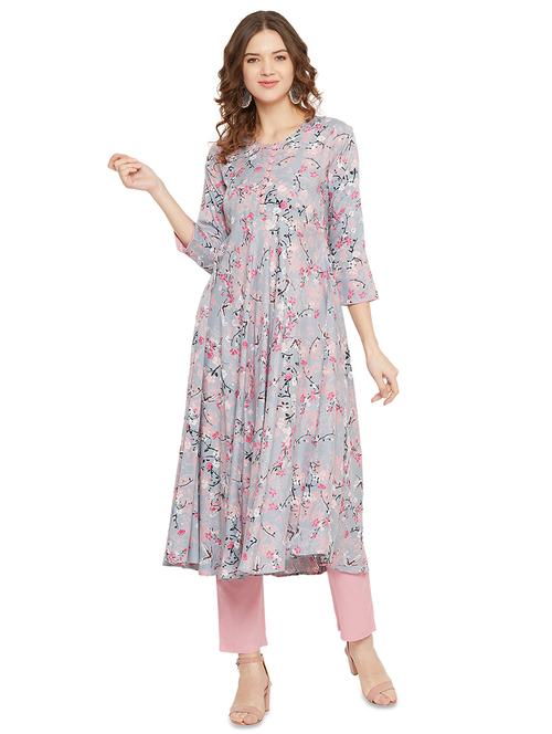 floral print flared kurta - 17692177 - Very Small Image - 1