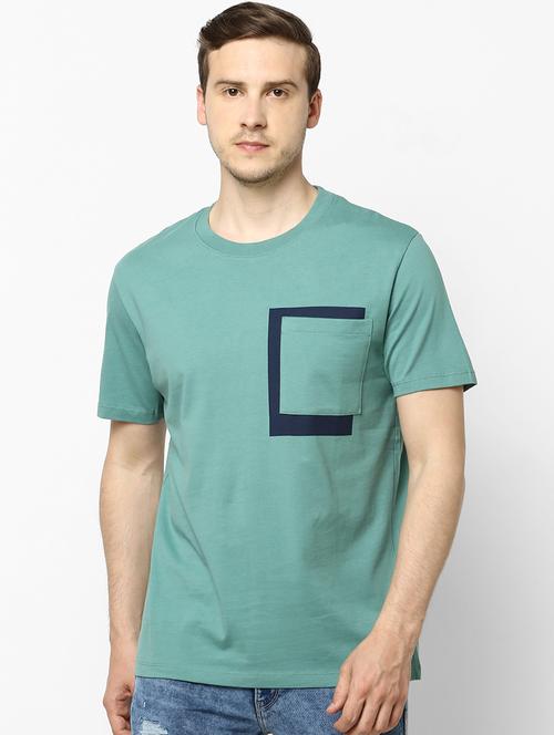 green printed pocket t-shirt - 17692296 - Very Small Image - 1
