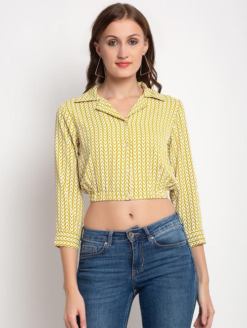 lapel printed crop top - 17692314 - Very Small Image - 1