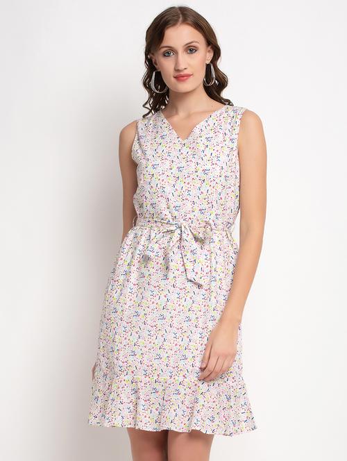 tie front printed a-line dress - 17692496 - Very Small Image - 1