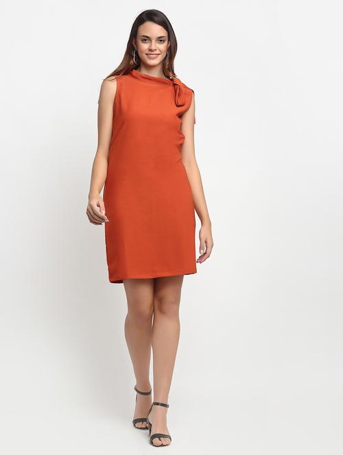 tie up neck solid sheath dress - 17692779 - Very Small Image - 1
