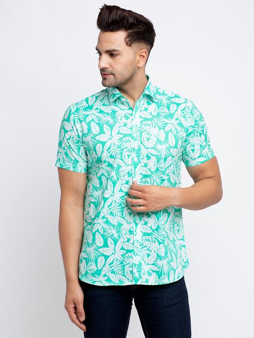 green floral casual shirt - 17692863 - Very Small Image - 1