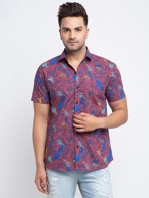 red floral casual shirt - 17692901 - Very Small Image - 1