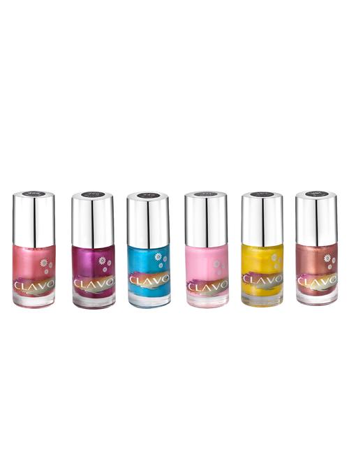 clavo fiery frost mini nail polish - combo of 6 - cornsilk, seashel, ginger, cupid, azure, flamingo - 17693062 - Very Small Image - 1
