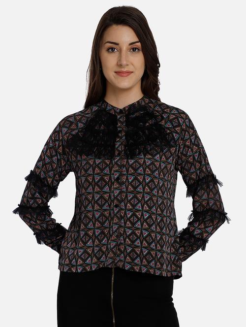 frill detail printed shirt - 17693223 - Very Small Image - 1