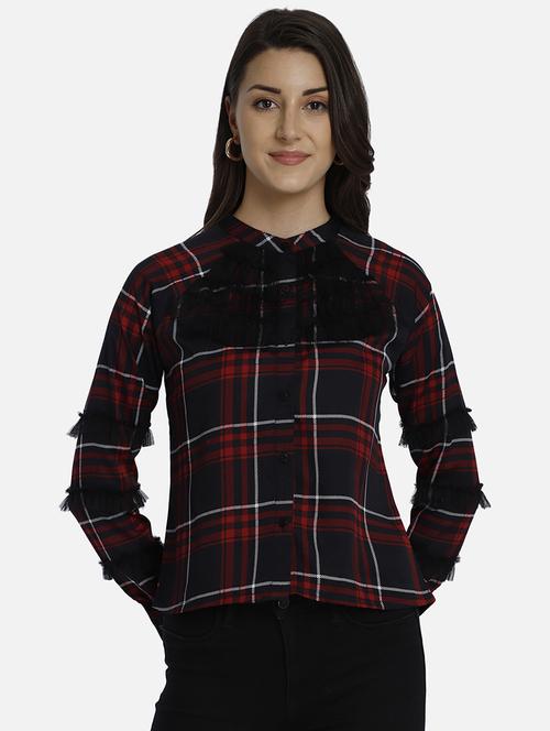 frill detail checkered shirt - 17693224 - Very Small Image - 1