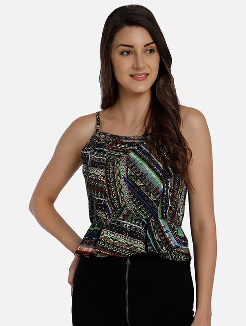 cami neck printed peplum top - 17693226 - Very Small Image - 1