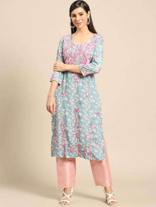 chikankari straight kurta - 17693303 - Very Small Image - 1
