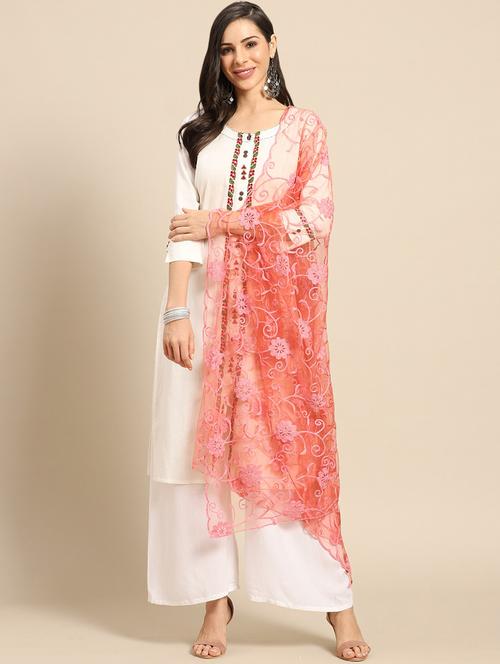 peach net dupatta - 17693344 - Very Small Image - 1