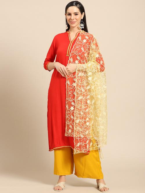 yellow net dupatta - 17693381 - Very Small Image - 1