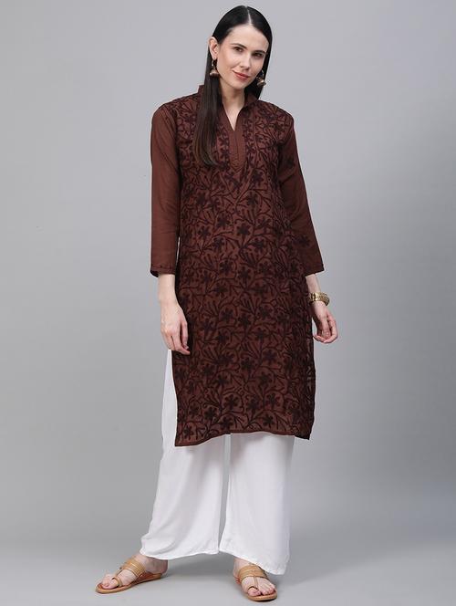 chikankari straight kurti - 17693439 - Very Small Image - 1