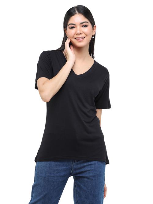 v-neck solid tee - 17693608 - Very Small Image - 1
