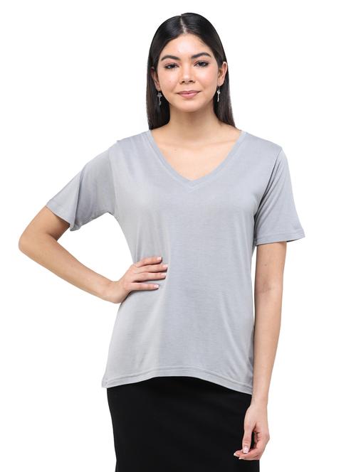 v-neck solid tee - 17693609 - Very Small Image - 1