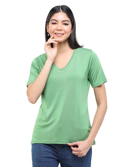 v-neck solid tee - 17693612 - Very Small Image - 1