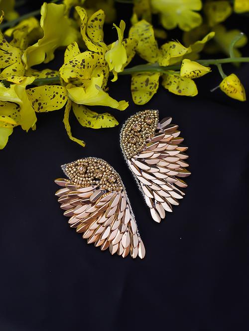gold cotton blend drop earring - 17693772 - Very Small Image - 1